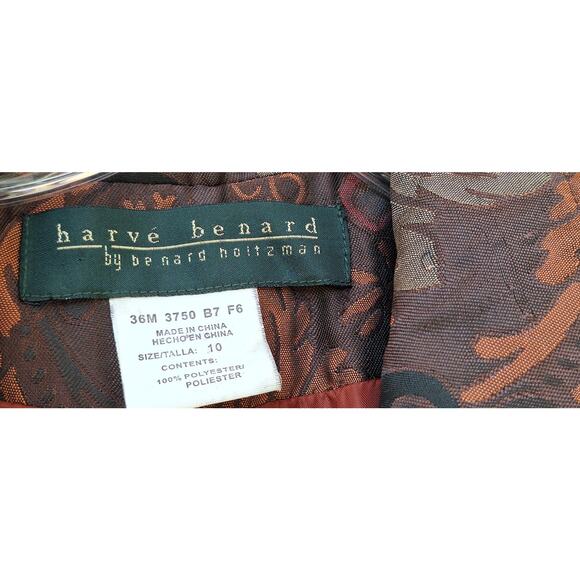 Vtg harve benard Women Tapestry Floral Blazer Jacket Brown Bronze Floral Size 10 - Picture 2 of 8